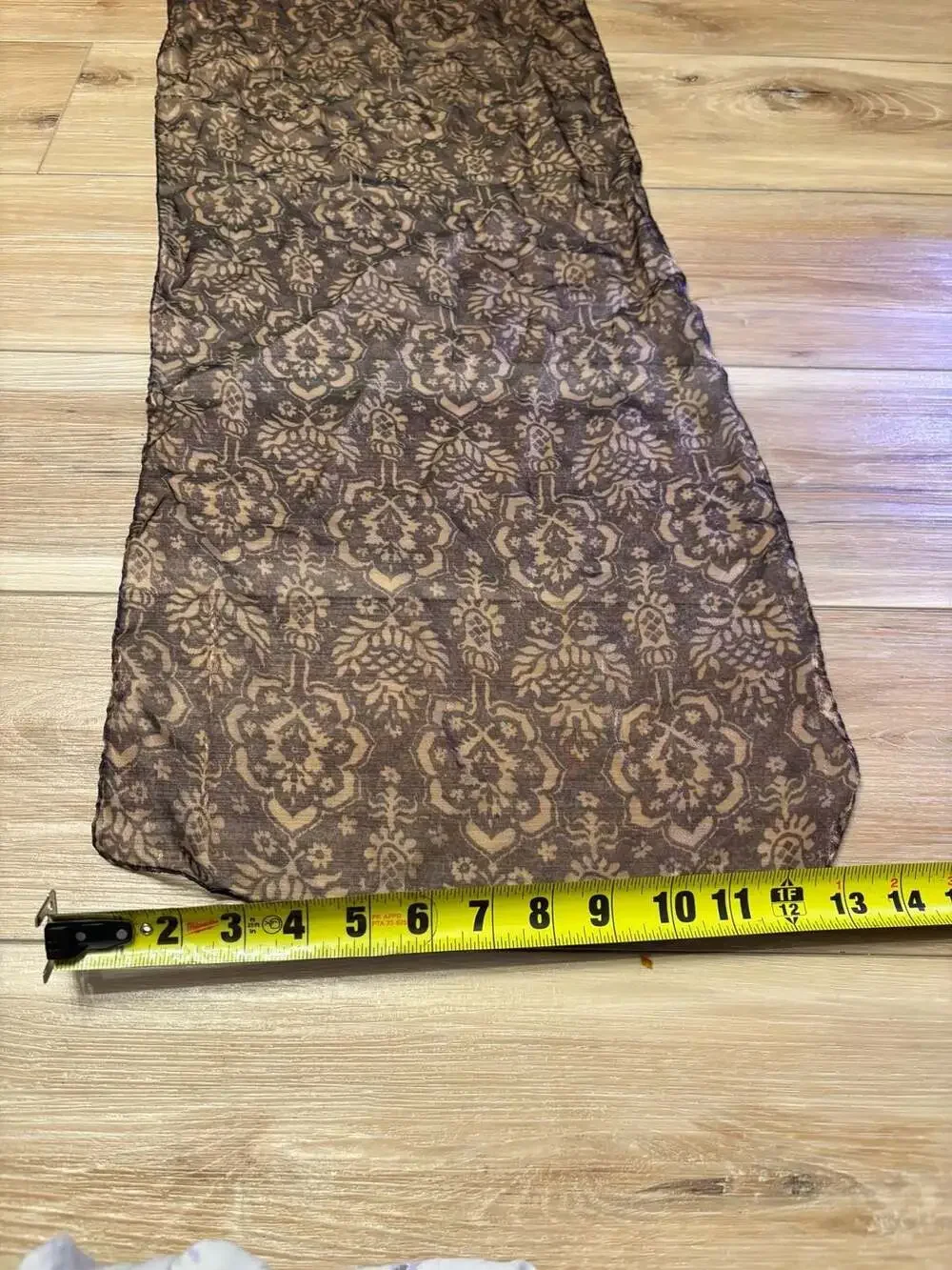 Sheer Brown Paisley Pattern silk Scarf or Wrap